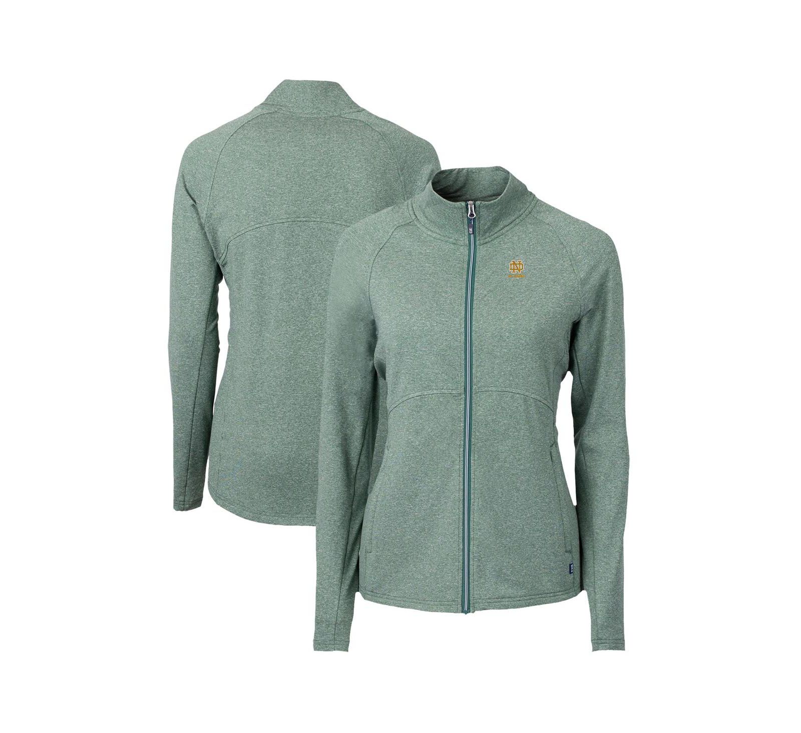 Cutter & Buck Women's Heather Green Notre Dame Fighting Irish Alumni Adapt Eco Knit Heather Full-Zip Jacket