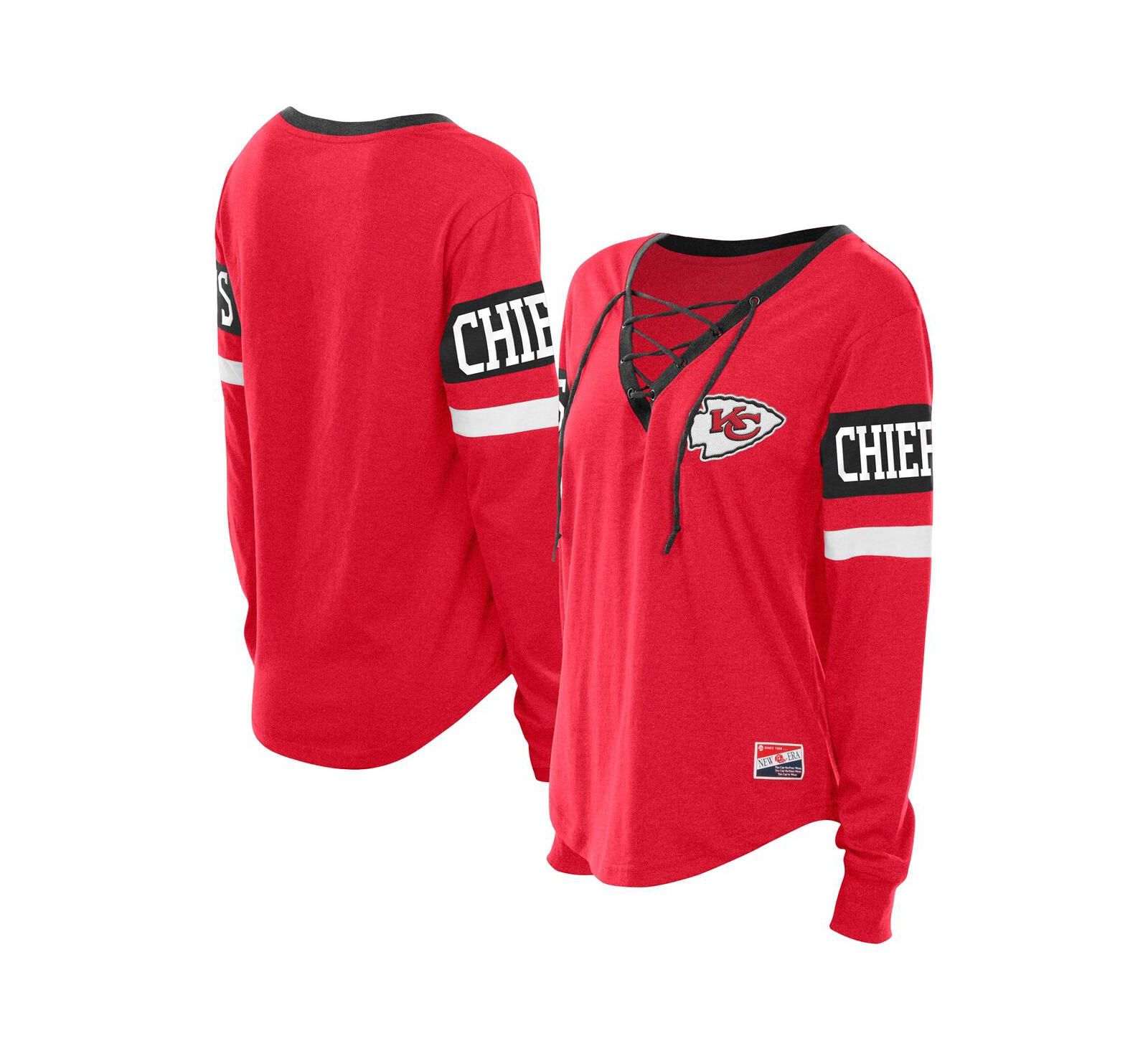 New Era Женская футболка с длинным рукавом Plus Size Kansas City Chiefs красная
