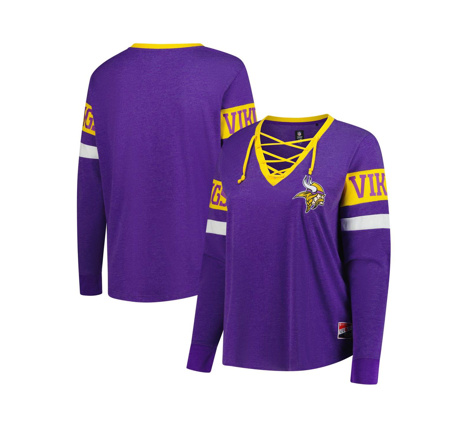 Женская футболка New Era Minnesota Vikings Plus Size Throwback Lace-Up, фиолетовая