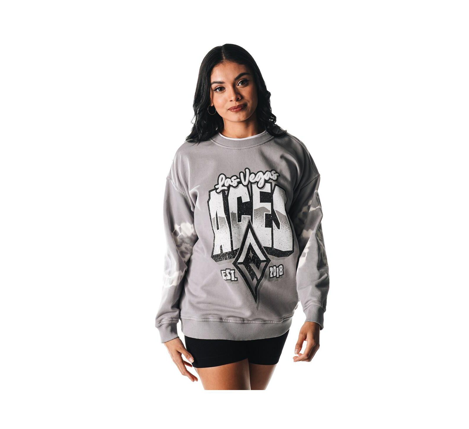 Женский флисовый свитшот The Wild Collective Gray Las Vegas Aces Double Collar