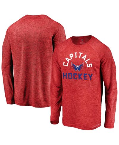 Мужская футболка Fanatics Washington Capitals Iconic Striated Breezer Raglan Long Sleeve красная