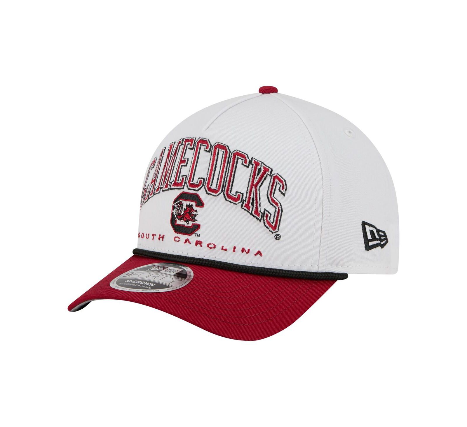 New Era Мужская кепка White/Garnet South Carolina Gamecocks Arch Two-Tone Rope 9FORTY A-Frame M-Crown Adjustable