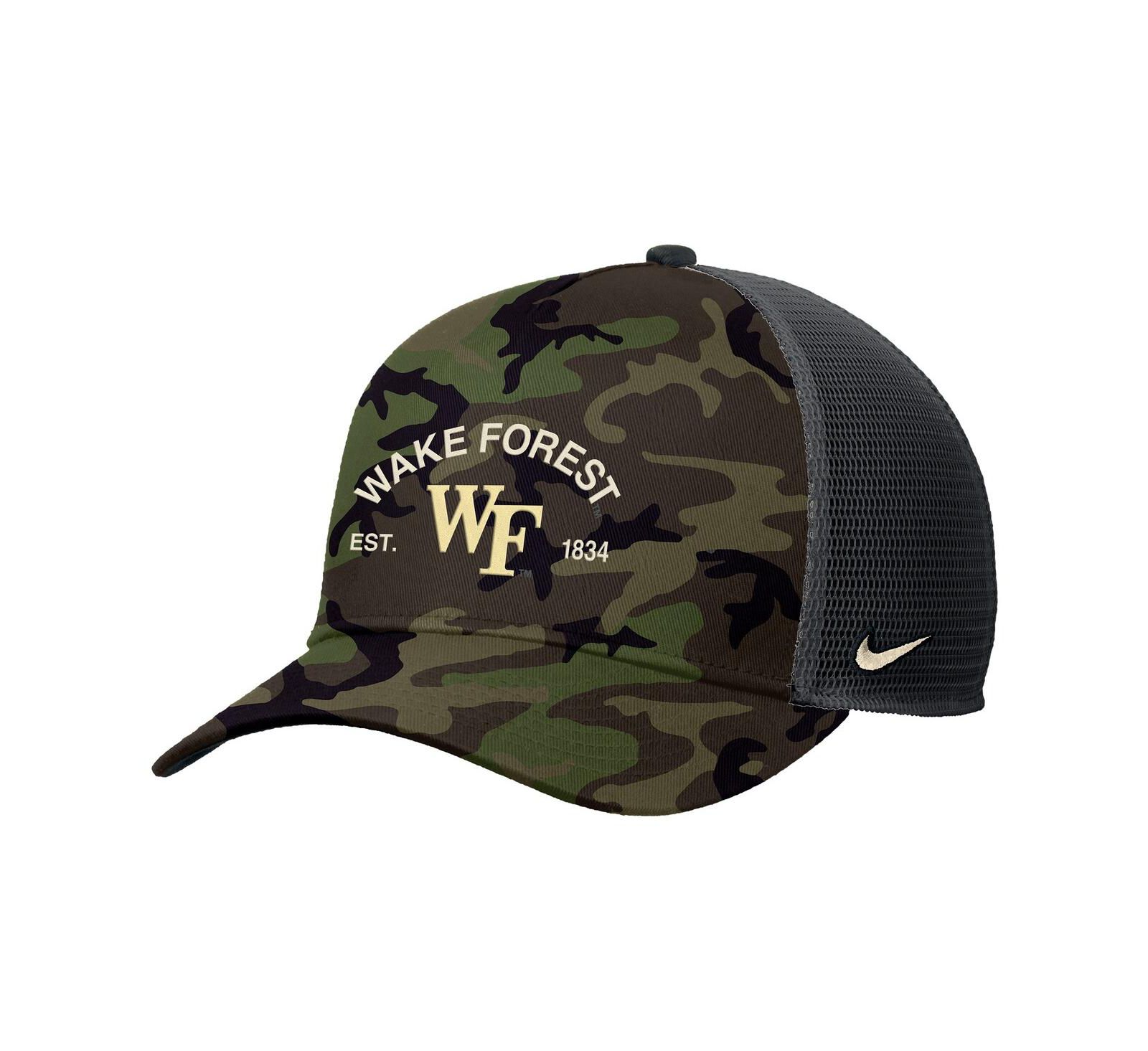 Nike Men's Camo Wake Forest Demon Deacons 2025 Military Appreciation Rise Adjustable Trucker Hat