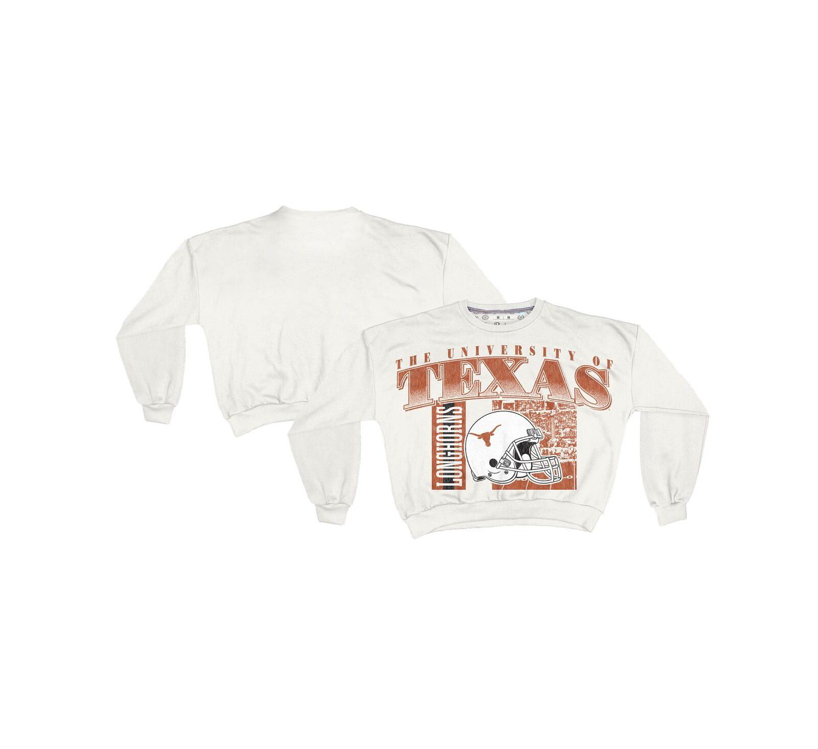 Свитшот женский Pressbox White Texas Longhorns Oversized Janice Retro Waist-Length