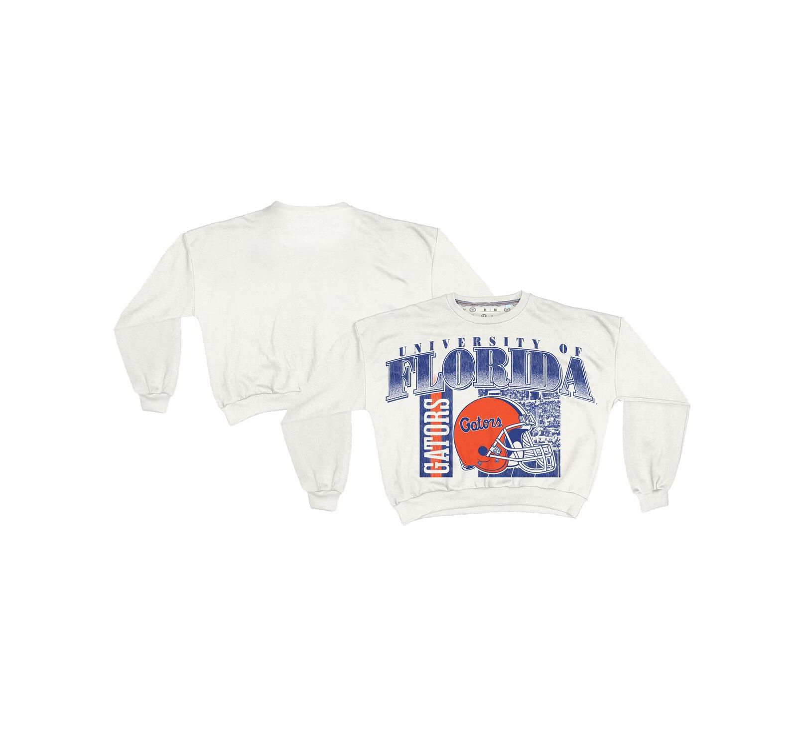 Женская укороченная толстовка Pressbox White Florida Gators Oversized Janice Retro Waist-Length
