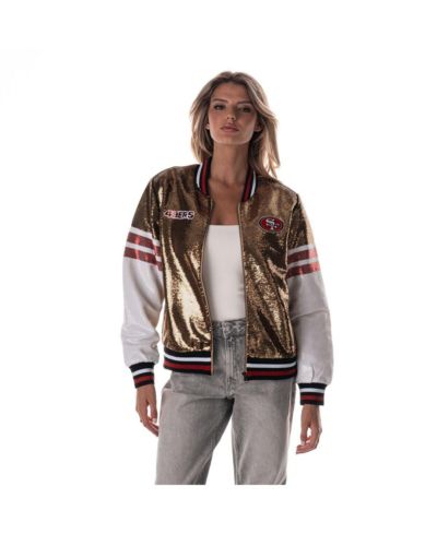 The Wild Collective Женская куртка-бомбер sequin San Francisco 49ers Gold