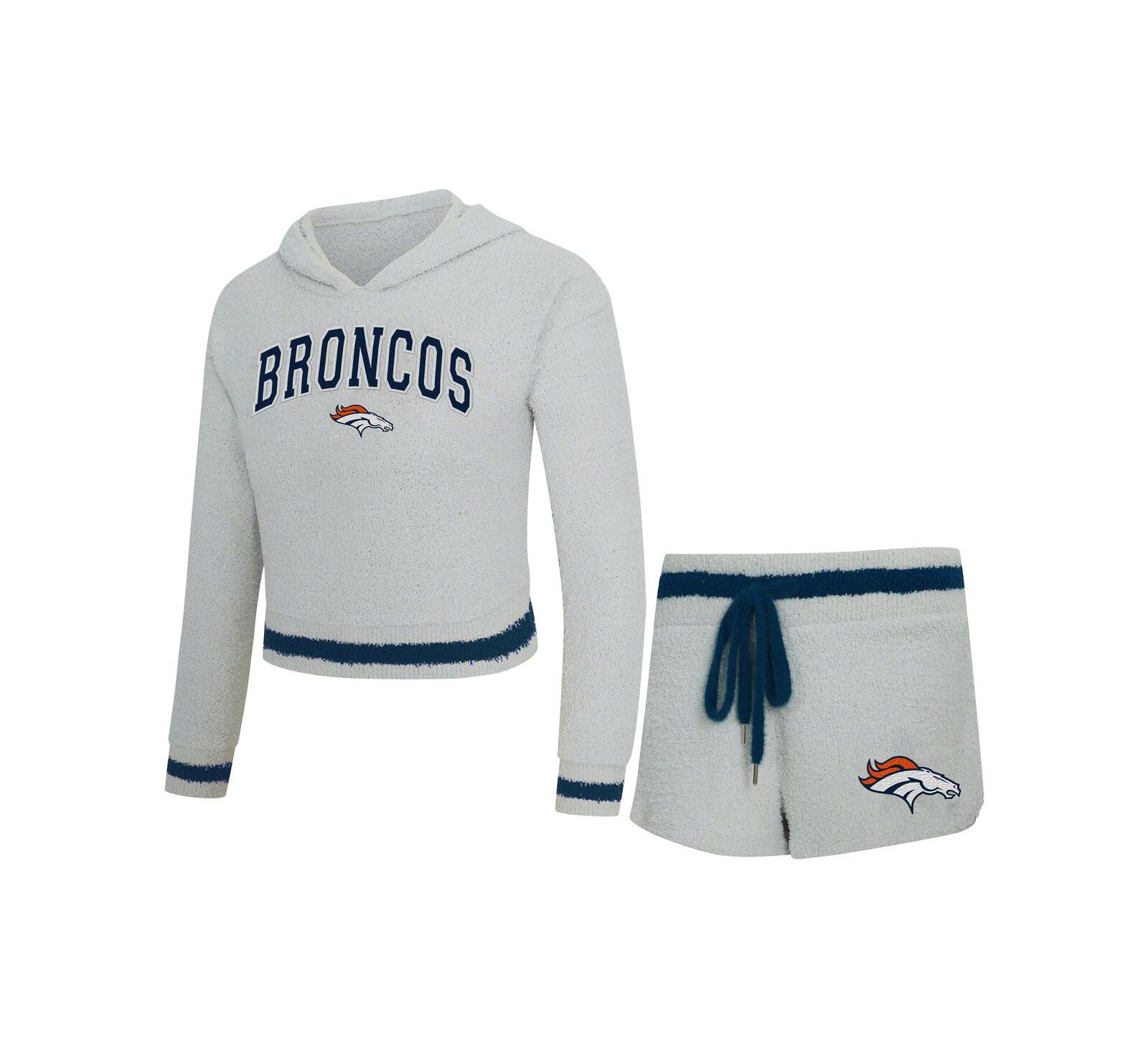 Женский комплект Concepts Sport 2-Piece Gray Denver Broncos Whitley Hoodie и Shorts