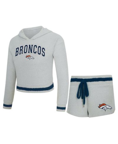 Concepts Sport Women's 2-Piece Gray Denver Broncos Whitley Long Sleeve Hoodie Top and Shorts Set