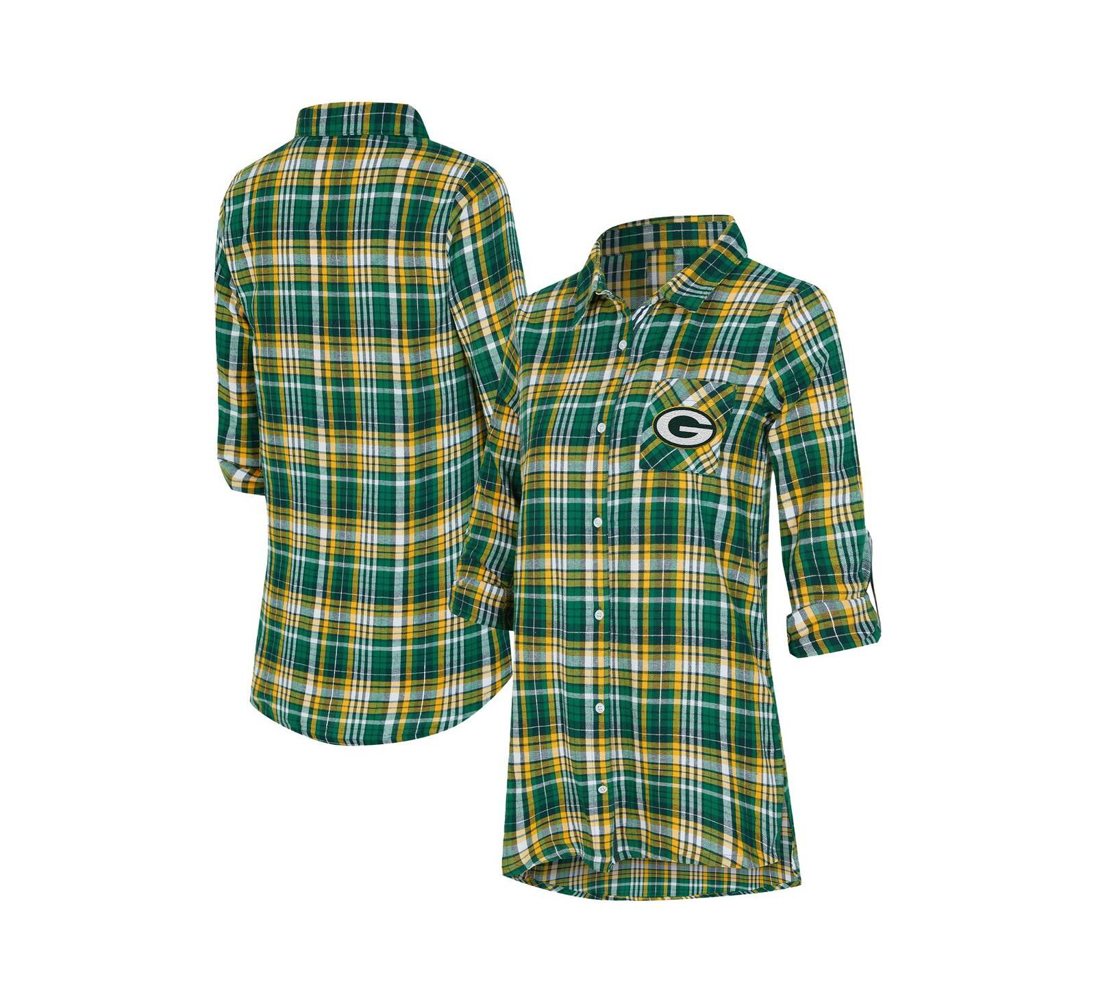 Concepts Sport Женская ночная рубашка Green Bay Packers Laney Plaid Tri-Blend