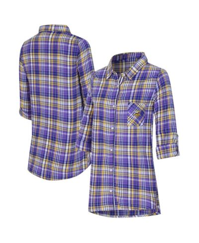Concepts Sport Женская ночная рубашка Minnesota Vikings, фиолетовая, клетка Laney Tri-Blend