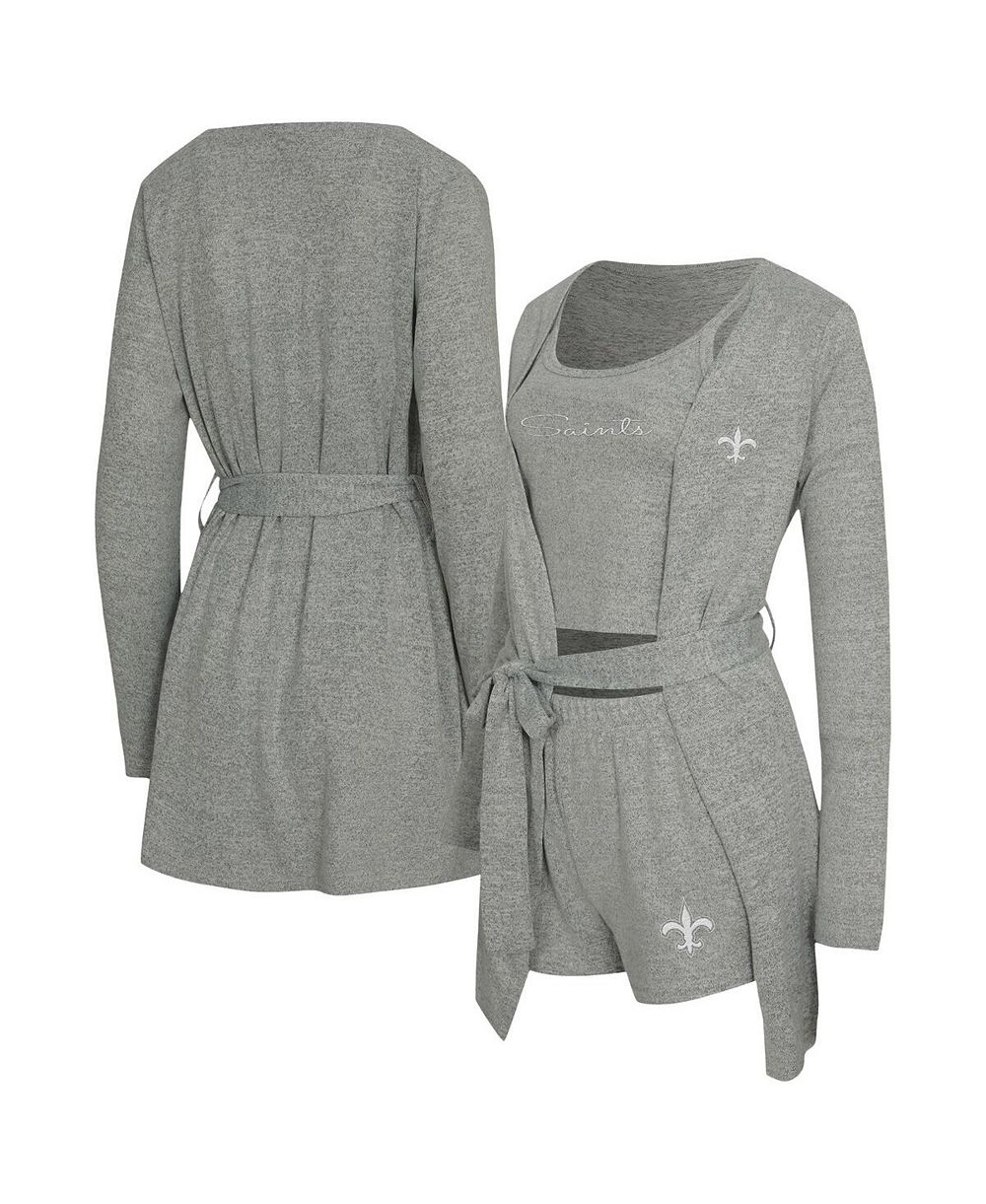Concepts Sport Women's 2-Piece Heather Gray New Orleans Saints Rigor Tank and Short Robe Set