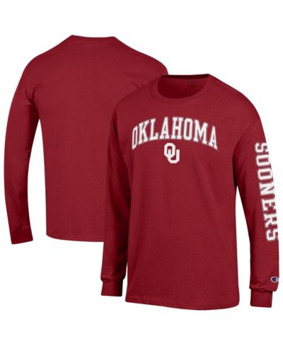 Мужская футболка Champion Crimson Oklahoma Sooners Arch Over Logo 2-Hit Long Sleeve