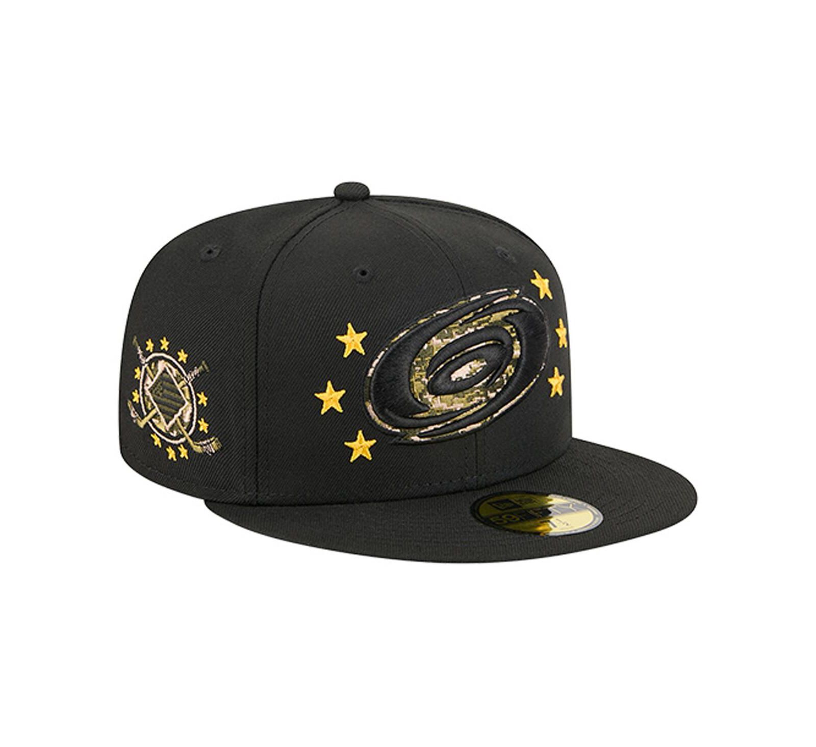 Мужская кепка New Era Black Carolina Hurricanes Military Appreciation Digital Camo Stars 59FIFTY Fitted