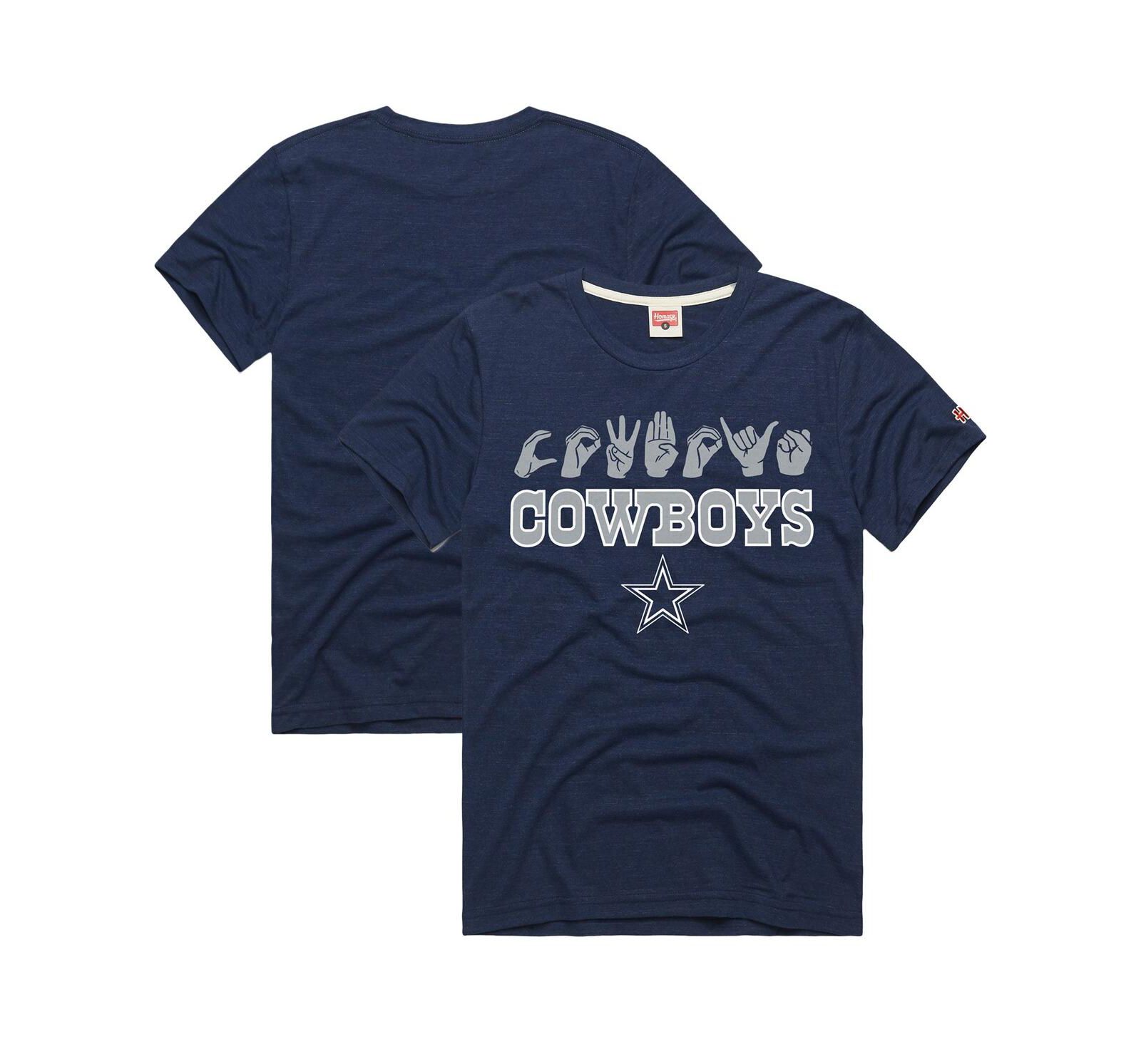 Homage Men's and Women's Navy Dallas Cowboys NFL ASL Collection by Love Sign Tri-Blend T-Shirt