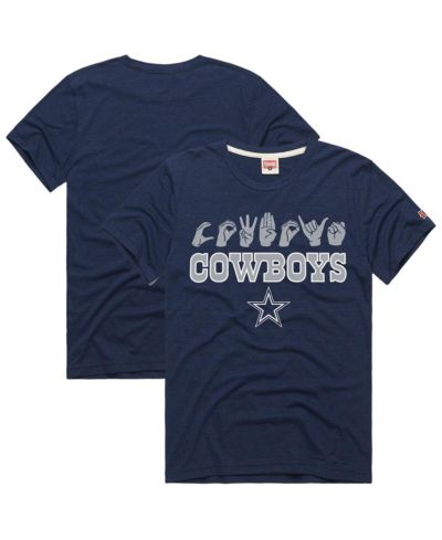 Homage Men's and Women's Navy Dallas Cowboys NFL ASL Collection by Love Sign Tri-Blend T-Shirt