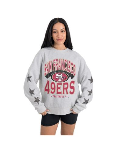Женская толстовка Gameday Couture Ash San Francisco 49ers Resilience Relaxed Rhinestone Pullover