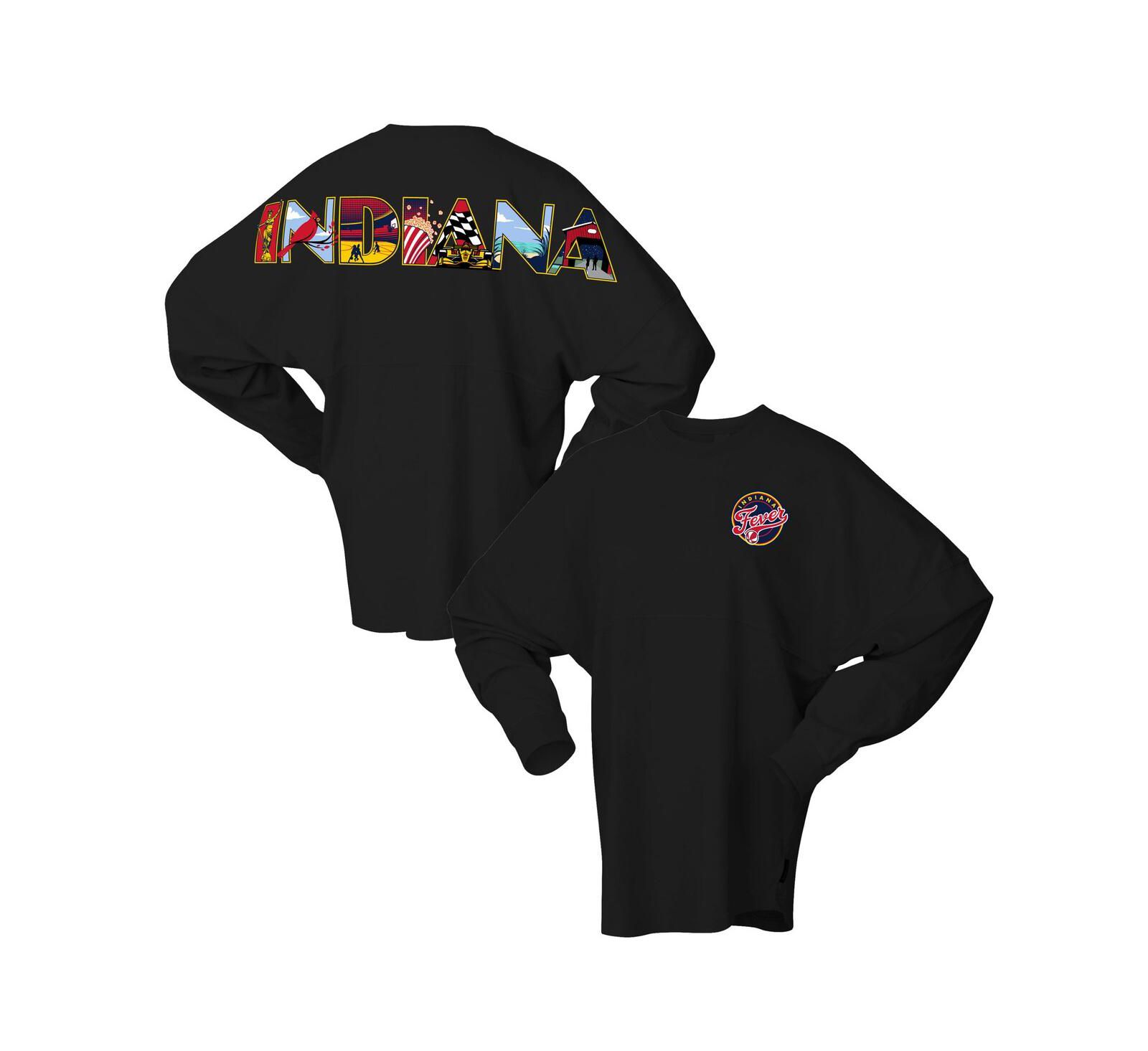 Женская свободная футболка с длинным рукавом Spirit Jersey Black Indiana Fever Preppy City