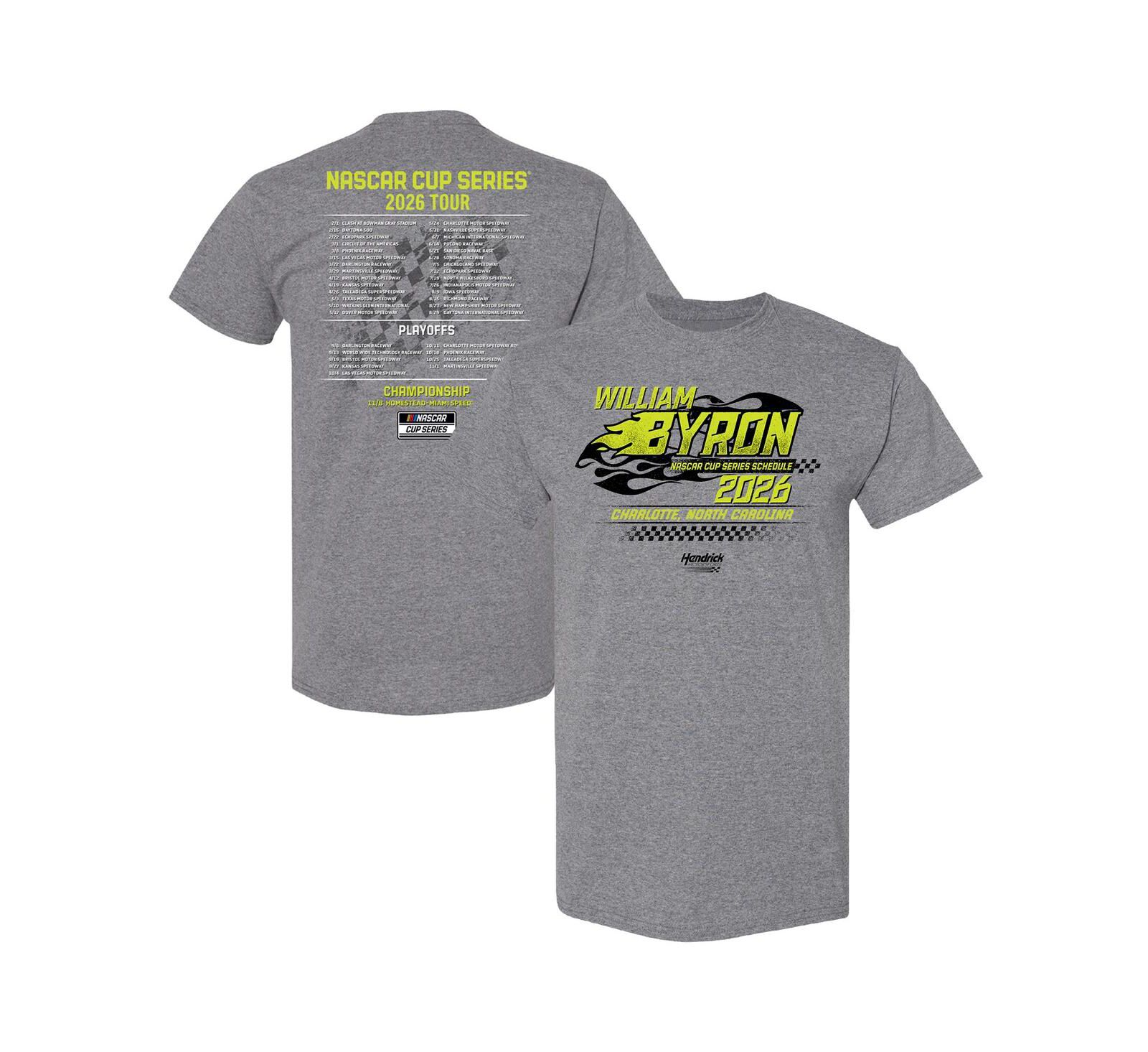 Футболка Hendrick Motorsports Men's Heather Charcoal William Byron 2026 NASCAR Schedule