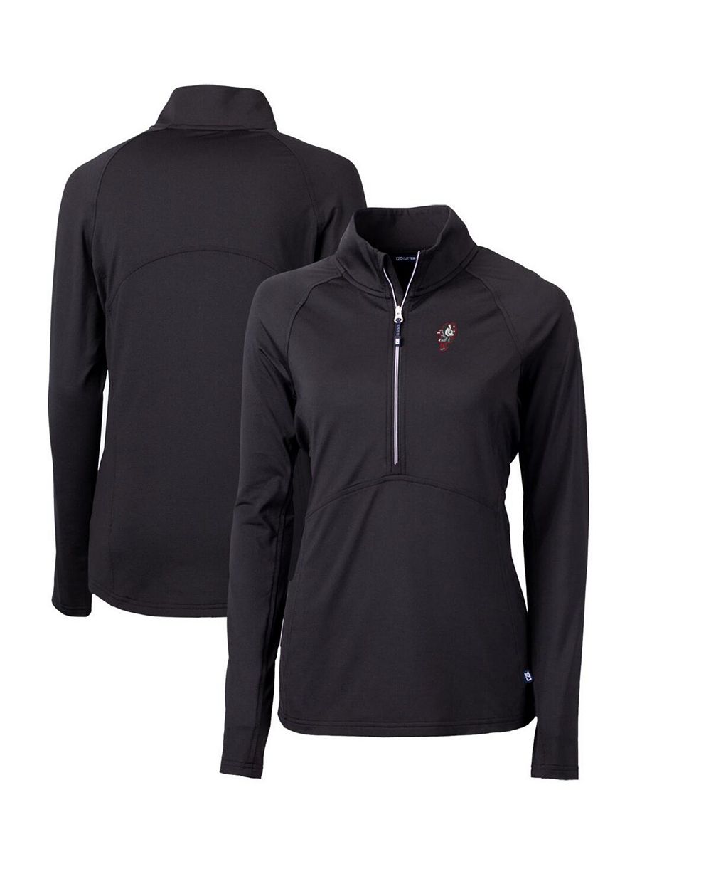 Cutter & Buck Women's Black Ohio State Buckeyes Adapt Eco Knit Stretch Half-Zip Pullover Sweatshirt