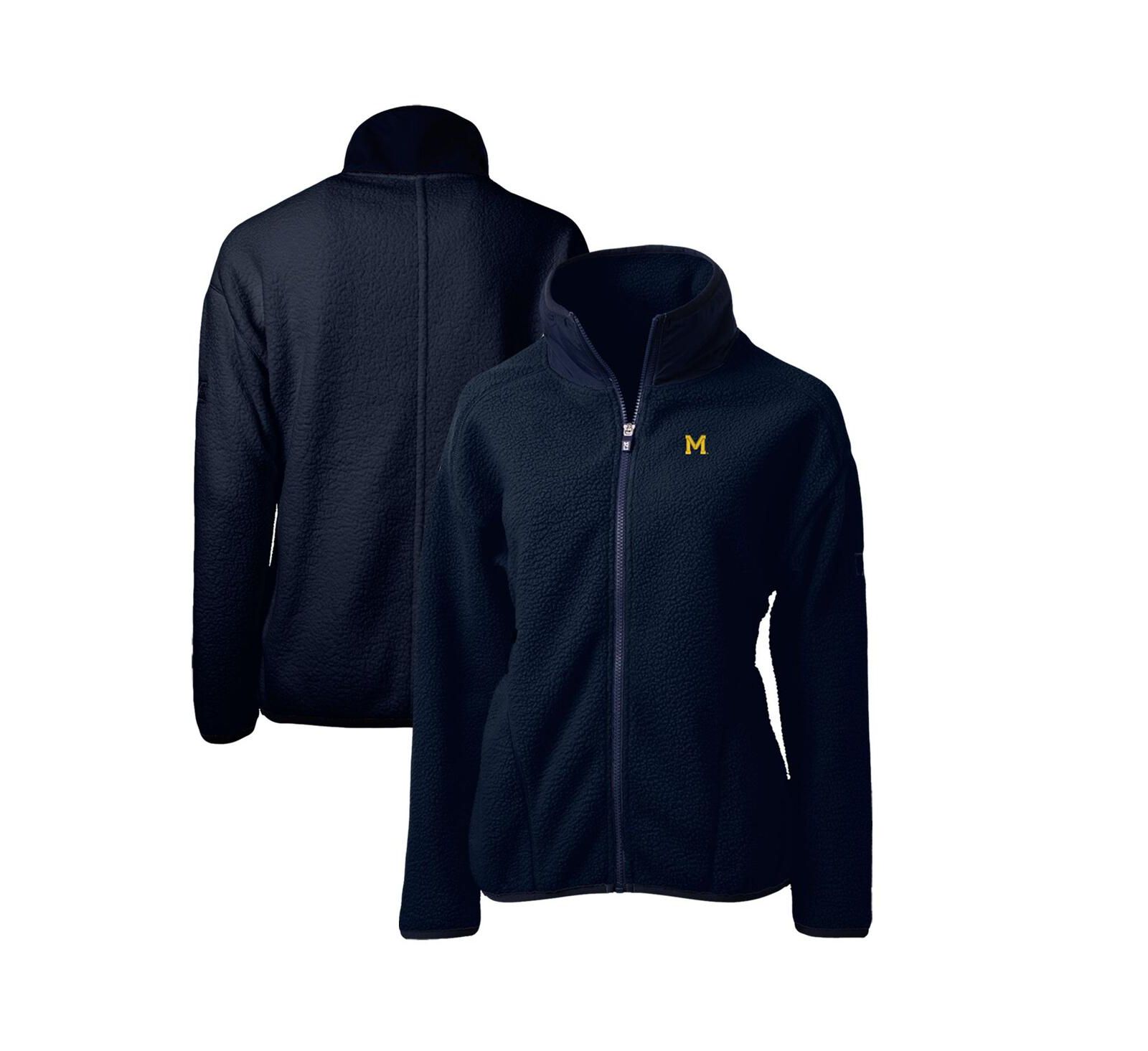 Cutter & Buck Women's Navy Michigan Wolverines Cascade Eco Sherpa Full-Zip Fleece Jacket