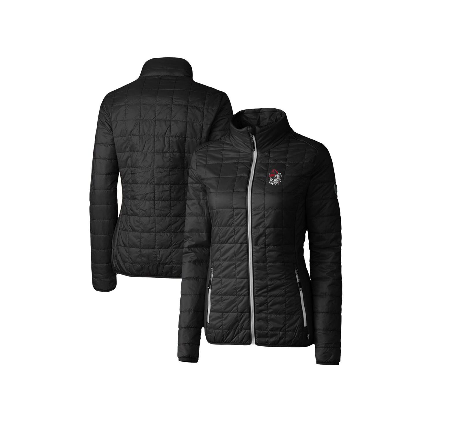 Женская утепленная куртка Cutter & Buck Georgia Bulldogs Rainier Eco Puffer с полной молнией, черная