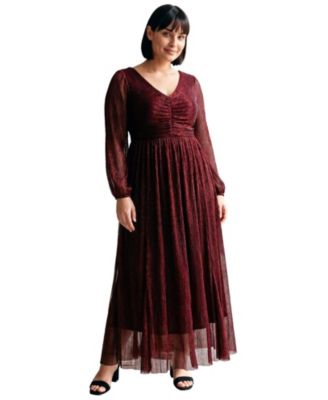 AVENUE Women's Lucia Plisse Maxi Dress