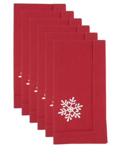 Saro Lifestyle Embr'D салфетка snowflake hemstitch, набор из 6 шт