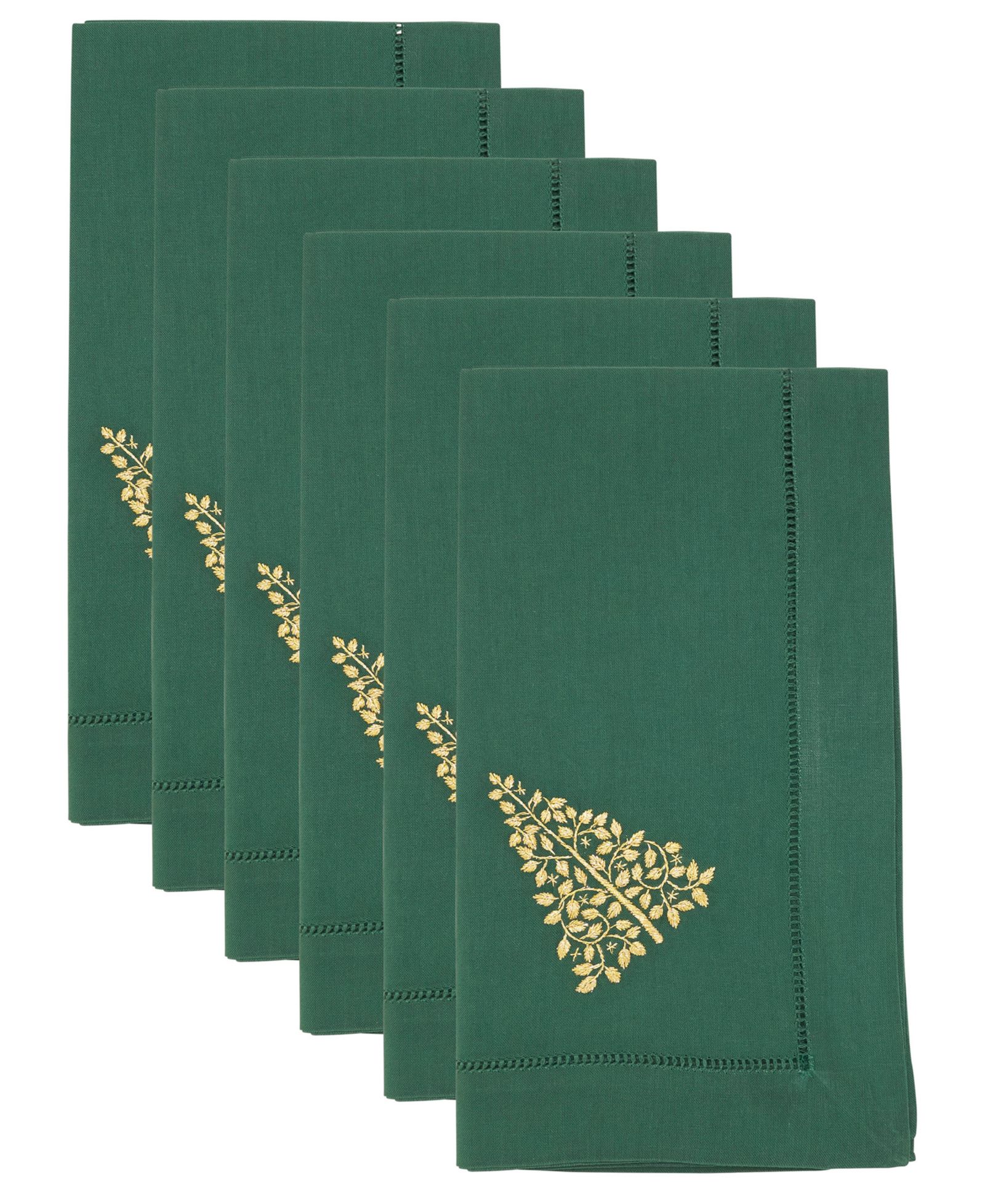 Набор салфеток Saro Lifestyle Embr'D Christmas Tree Hemstitch, 6 шт