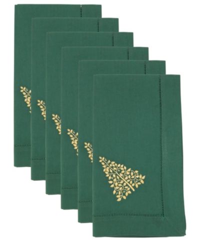 Набор салфеток Saro Lifestyle Embr'D Christmas Tree Hemstitch, 6 шт