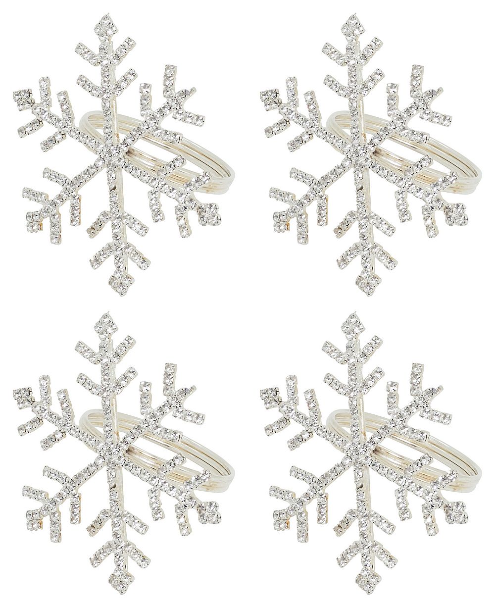 Кольцо для салфеток Saro Lifestyle Beaded Snowflake, набор 4 шт