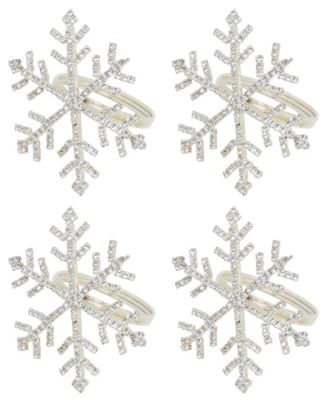 Saro Lifestyle Beaded Snowflake Napkin Ring, Set of 4