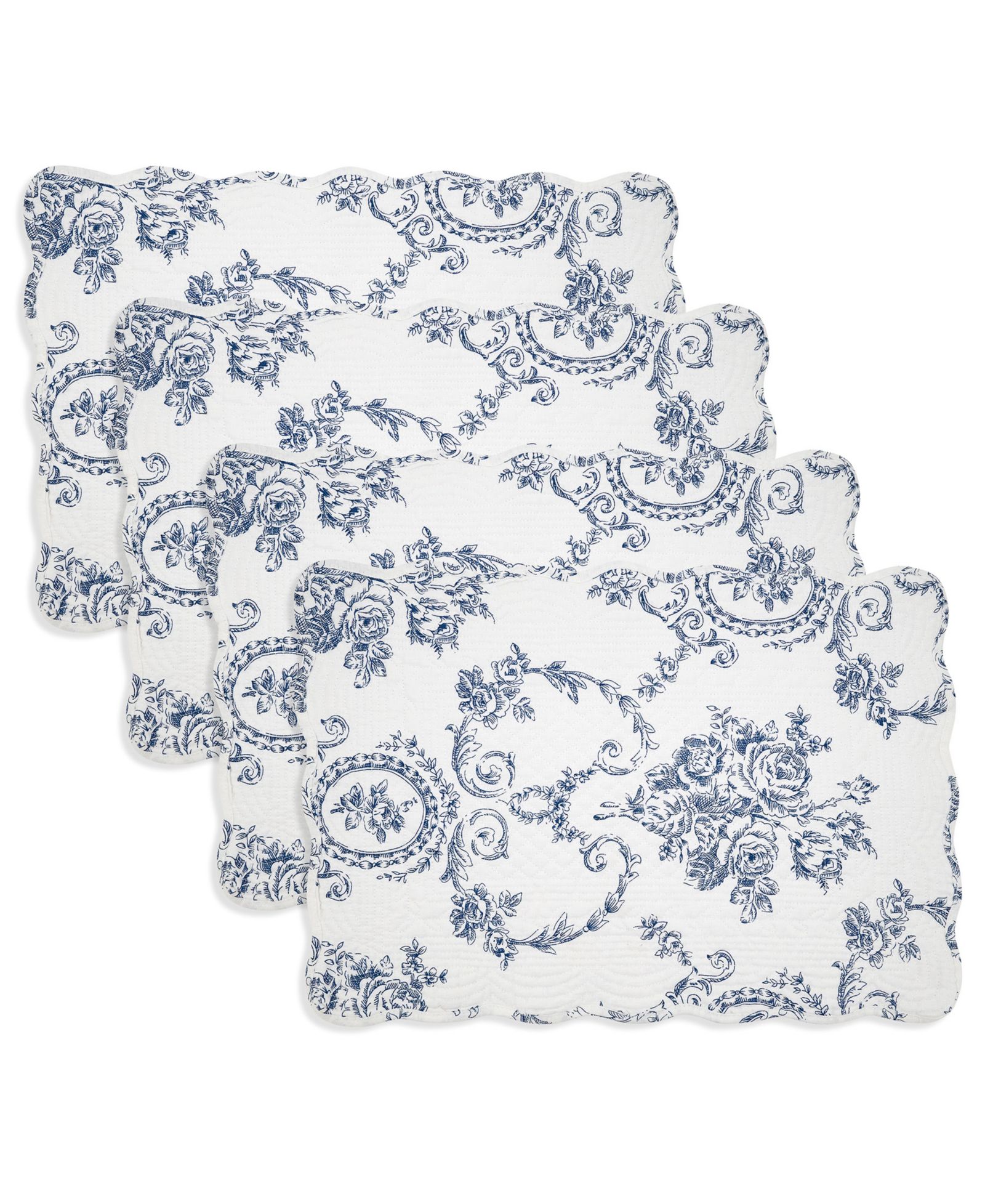 Saro Lifestyle Quilted Toile Floral Placemat, Set of 4