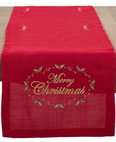 Скатерть Saro Lifestyle Merry Christmas с вышивкой, 14" x 120"
