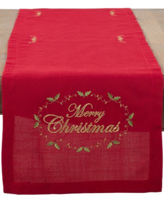 Saro Lifestyle Merry Christmas Embroidered Design Table Runner, 14" x 54"