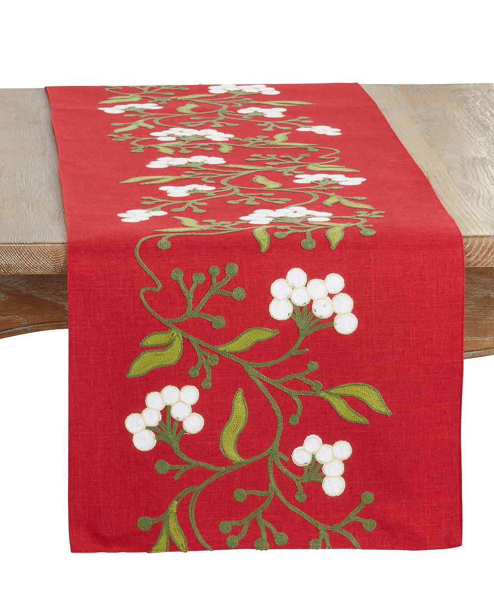 Saro Lifestyle Mistletoe Table Runner, 16" x 70"