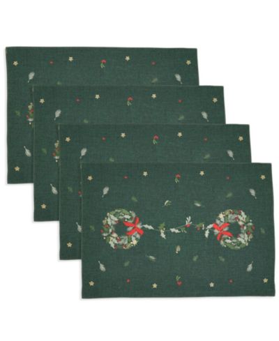 Saro Lifestyle Embroidered Wreath Placemat, Set of 4