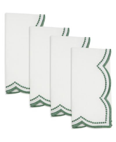 Saro Lifestyle Embroidered Polka Dot Napkins с Scallop Edge, Set of 4