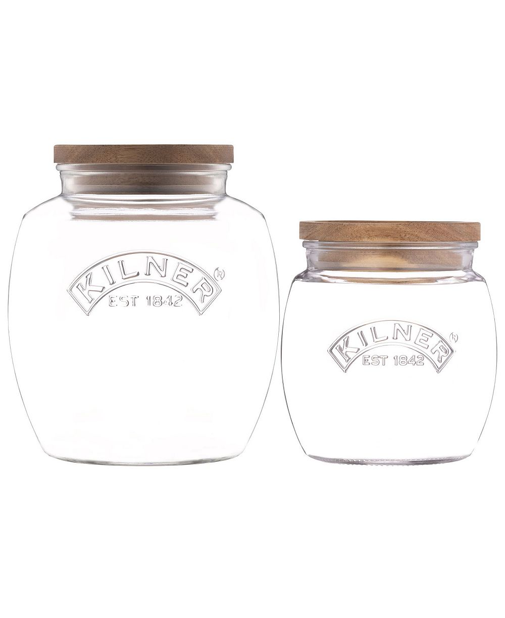 Kilner Storage Jars with Wooden Lid, Set of 2