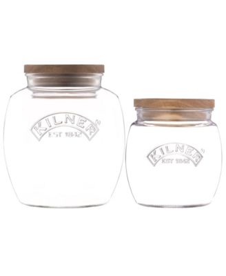 Kilner Storage Jars with Wooden Lid, Set of 2