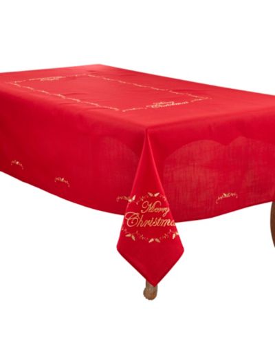 Скатерть Saro Lifestyle Merry Christmas Embroidered Design Tablecloth, 65" x 140"