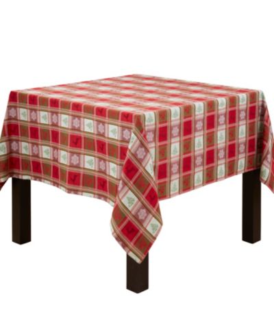 Рождественская скатерть Saro Lifestyle Plaid Jacquard 63" x 63"