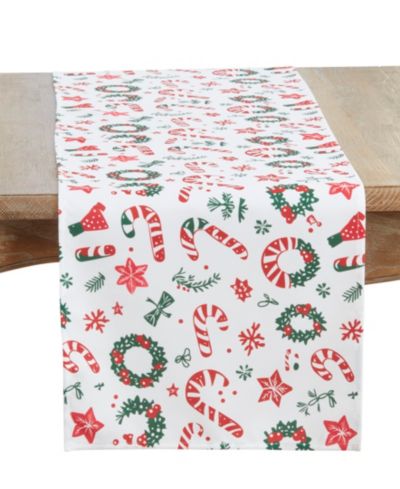 Saro Lifestyle праздничная дорожка для стола Christmas Wrapping Paper 16" x 72"