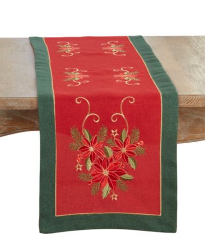 Дорожка для стола Saro Lifestyle Embroidered Poinsettia, 16" x 72"