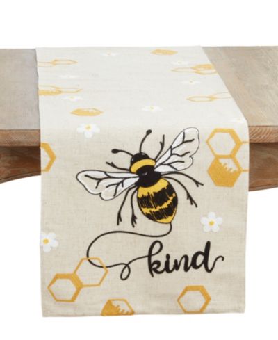 Saro Lifestyle льняная дорожка на стол Bee Kind Honeycomb, 16" x 70"