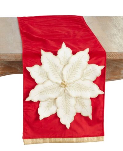 Бархатная дорожка на стол Saro Lifestyle Poinsettia, 14" x 72"