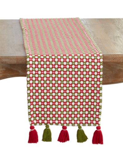 Saro Lifestyle тканая дорожка для стола с кисточками, 13" x 72"