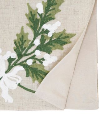 Saro Lifestyle Linen Blend Holly Leaves Table Runner, 16" x 70"