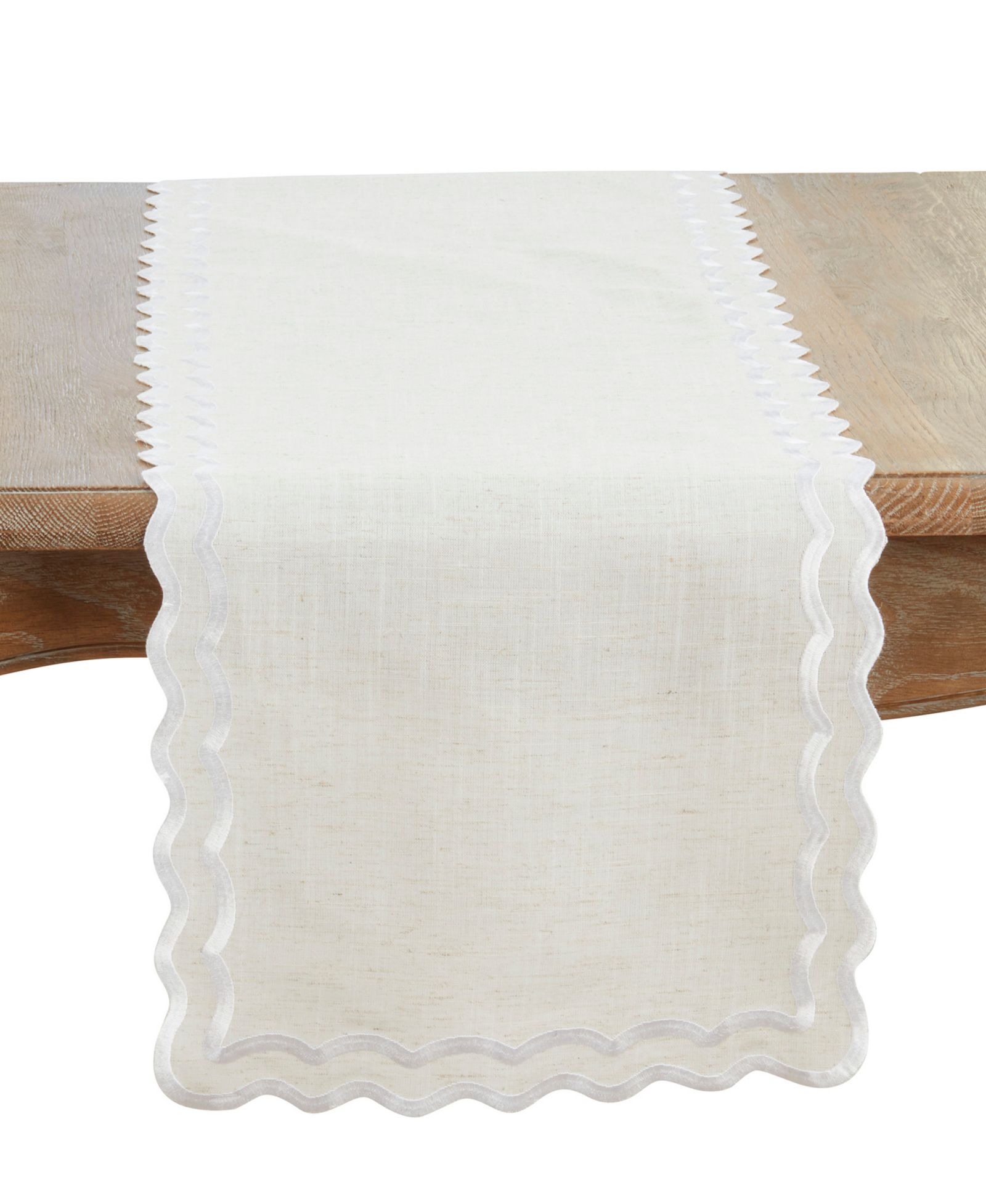 Saro Lifestyle Scalloped Border Table Runner, 16" x 72"