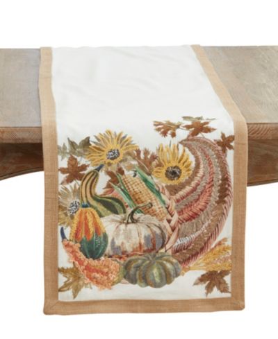 Saro Lifestyle декоративная дорожка на стол с вышивкой Cornucopia, 16" x 72"