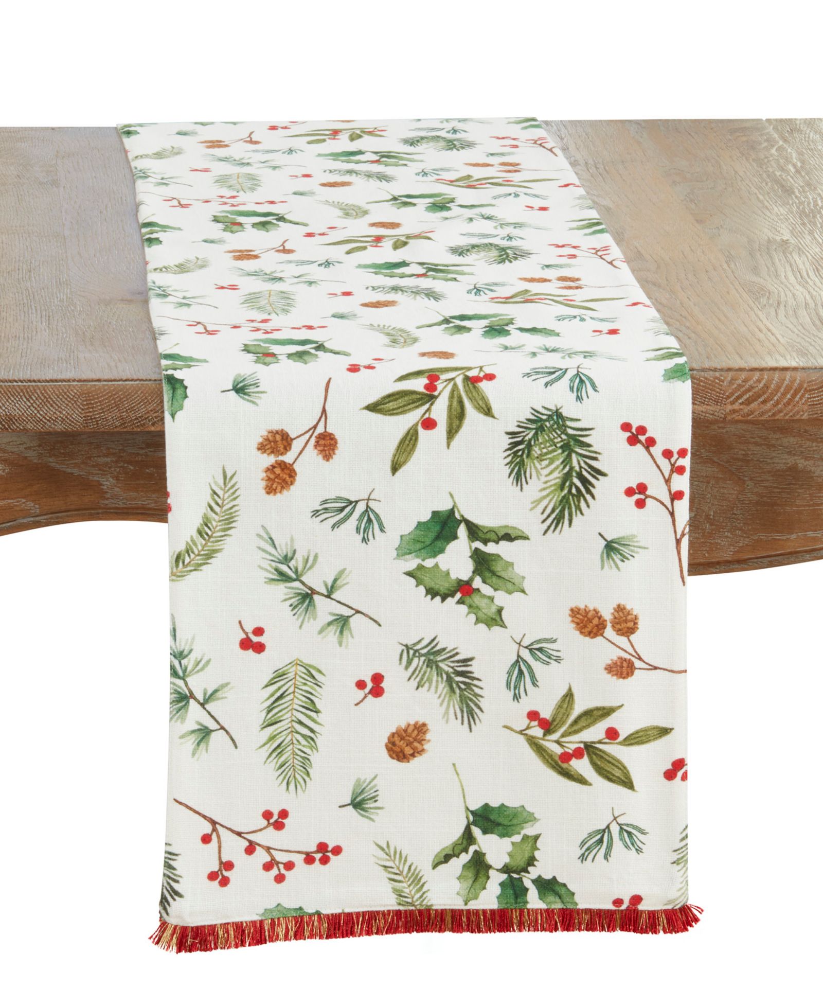 Saro Lifestyle Holly Branch Table Runner, 13" x 72"